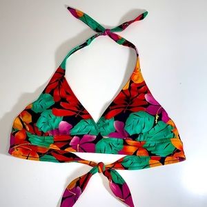 Tropical Escape “tropical print” halter swim top